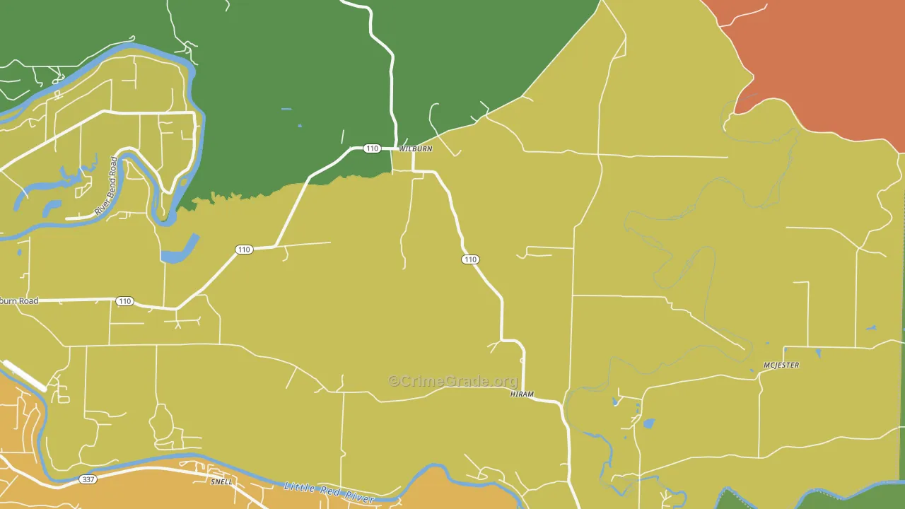 Wilburn, AR Map of Theft Rates