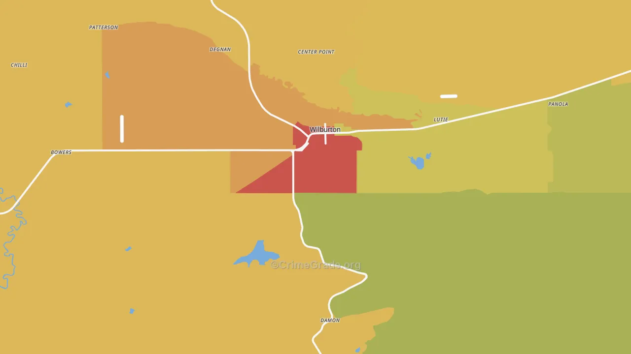 Wilburton, OK Map of Theft Rates