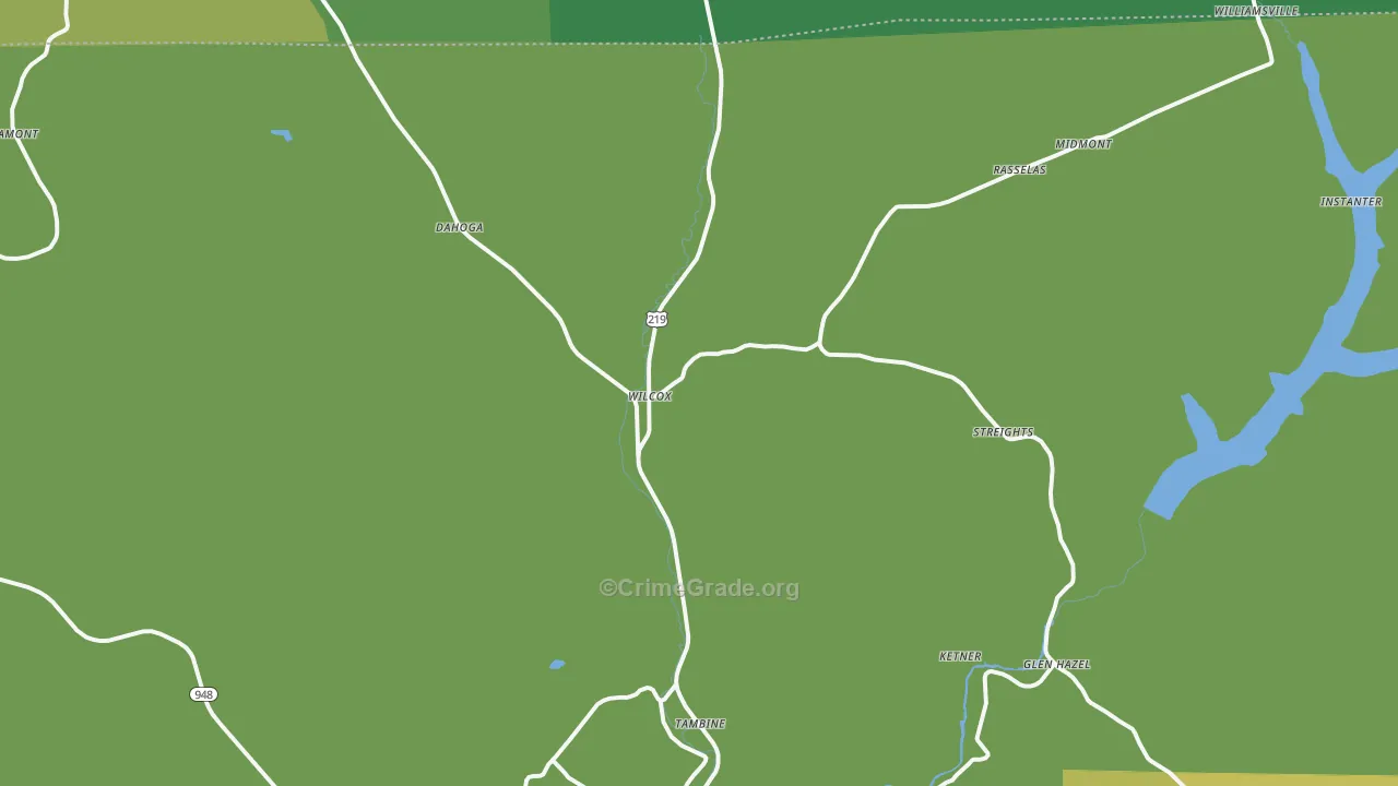 Wilcox, PA Map of Theft Rates