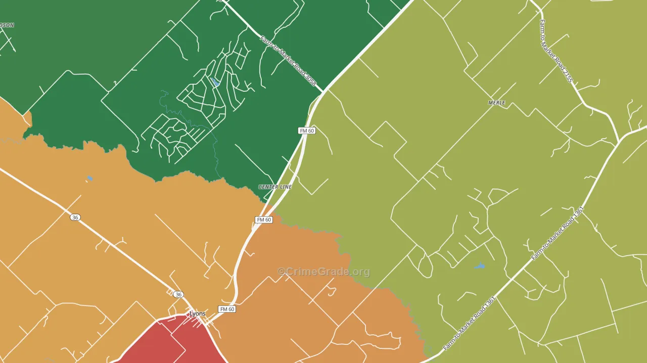 Wilcox, TX Map of Theft Rates