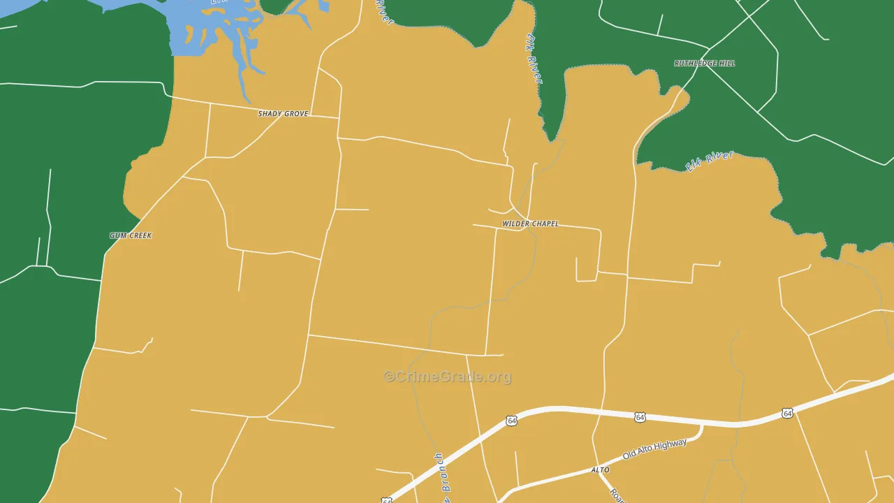 Wilder Chapel, TN Map of Theft Rates
