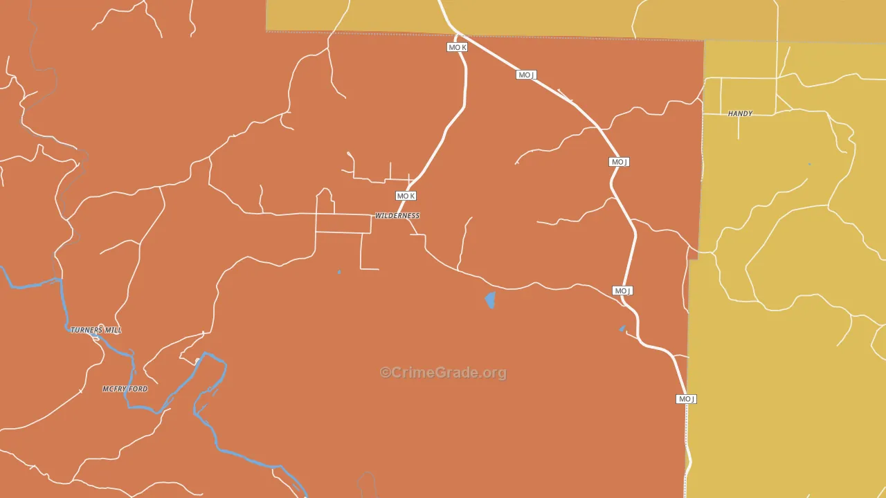 Wilderness, MO Map of Theft Rates