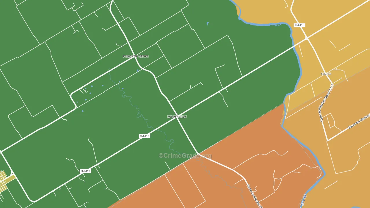 Wilderville, TX Map of Theft Rates