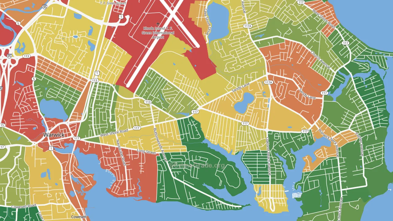 Wildes Corner, Warwick, RI Map of Theft Rates