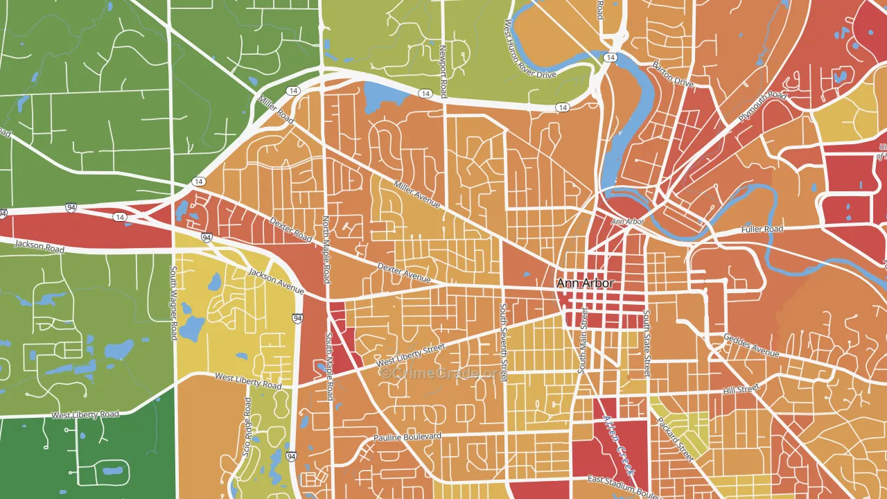 Wildwood, Ann Arbor, MI Map of Theft Rates