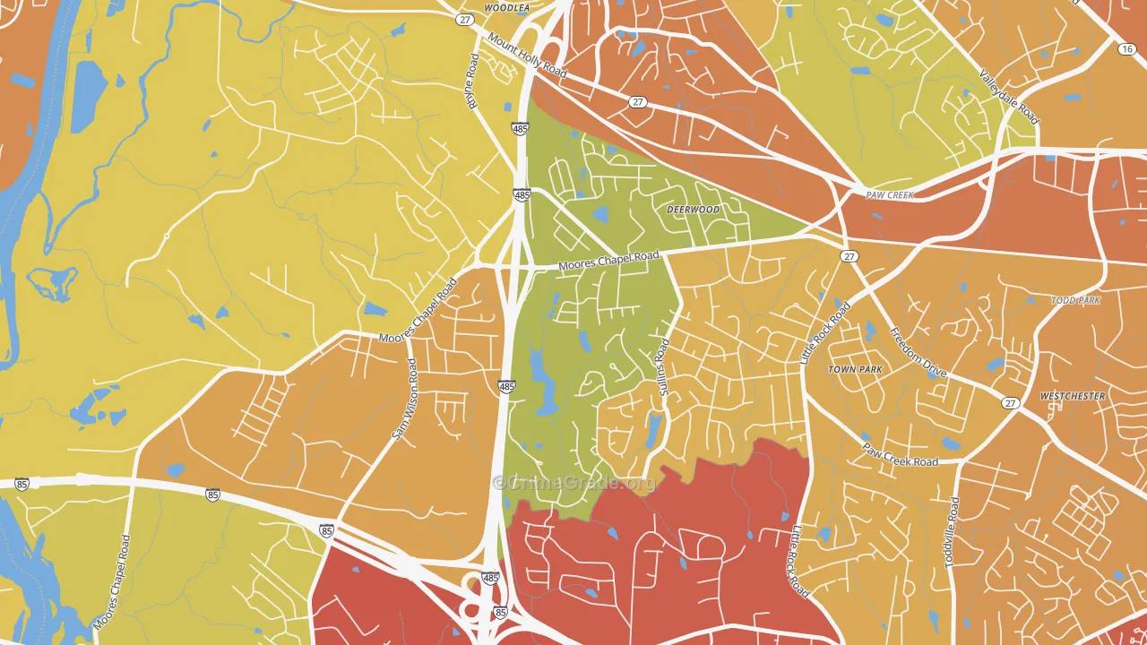 Wildwood, Charlotte, NC Map of Theft Rates