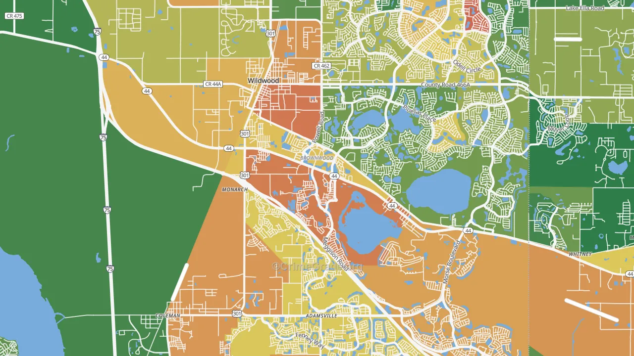 Wildwood, FL Map of Theft Rates