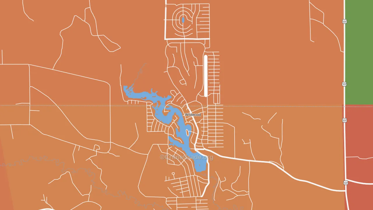 Wildwood, TX Map of Theft Rates