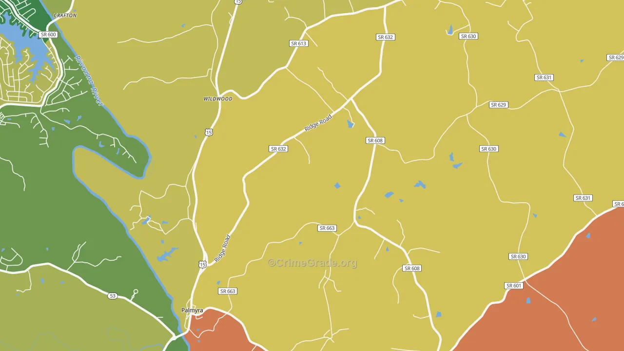 Wildwood, VA Map of Theft Rates