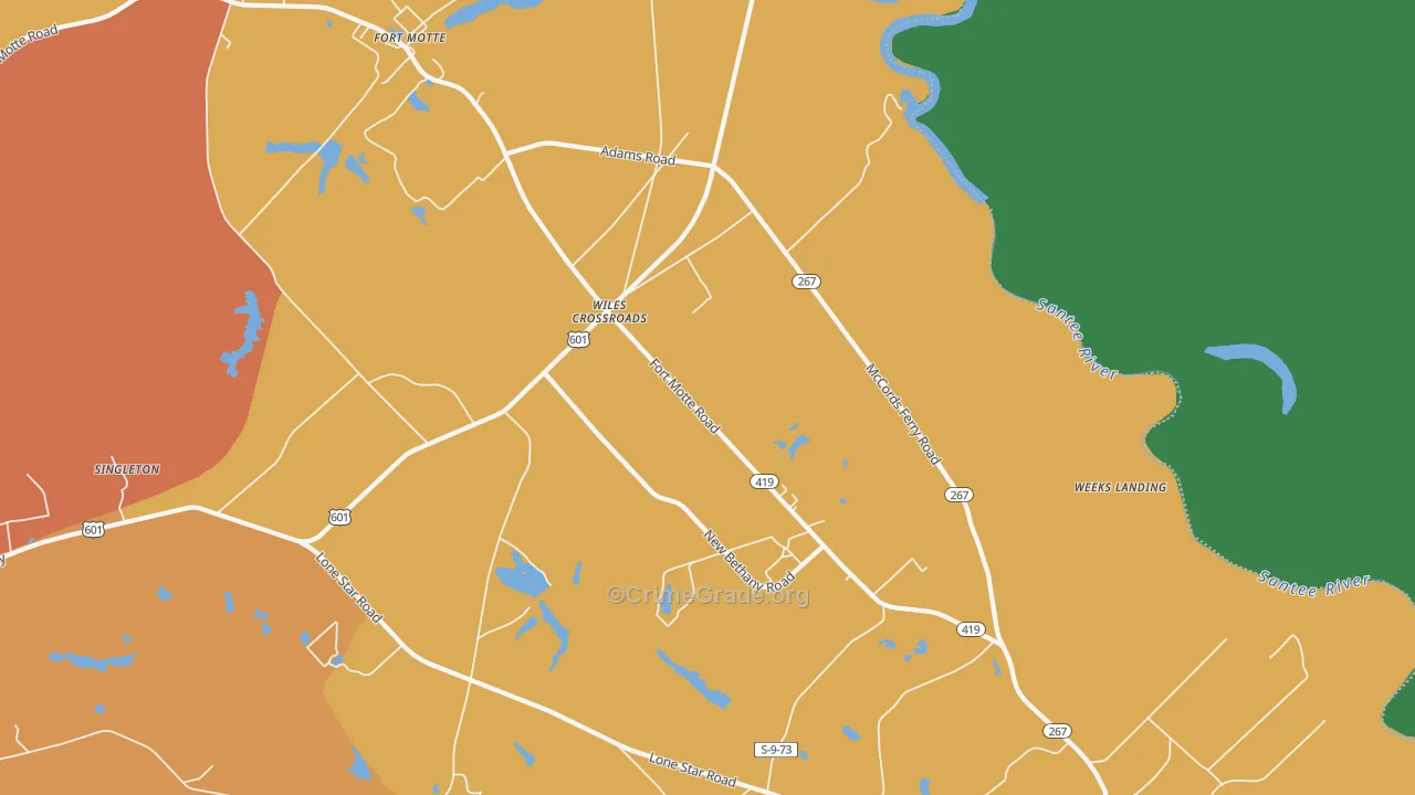 Wiles Crossroads, SC Map of Theft Rates