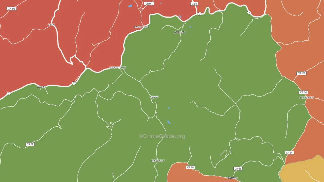 Wileyville, WV Map of Theft Rates