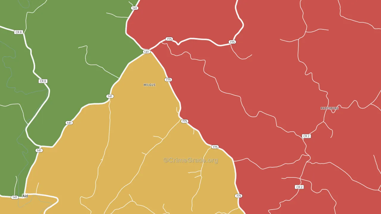 Wilgus, OH Map of Theft Rates