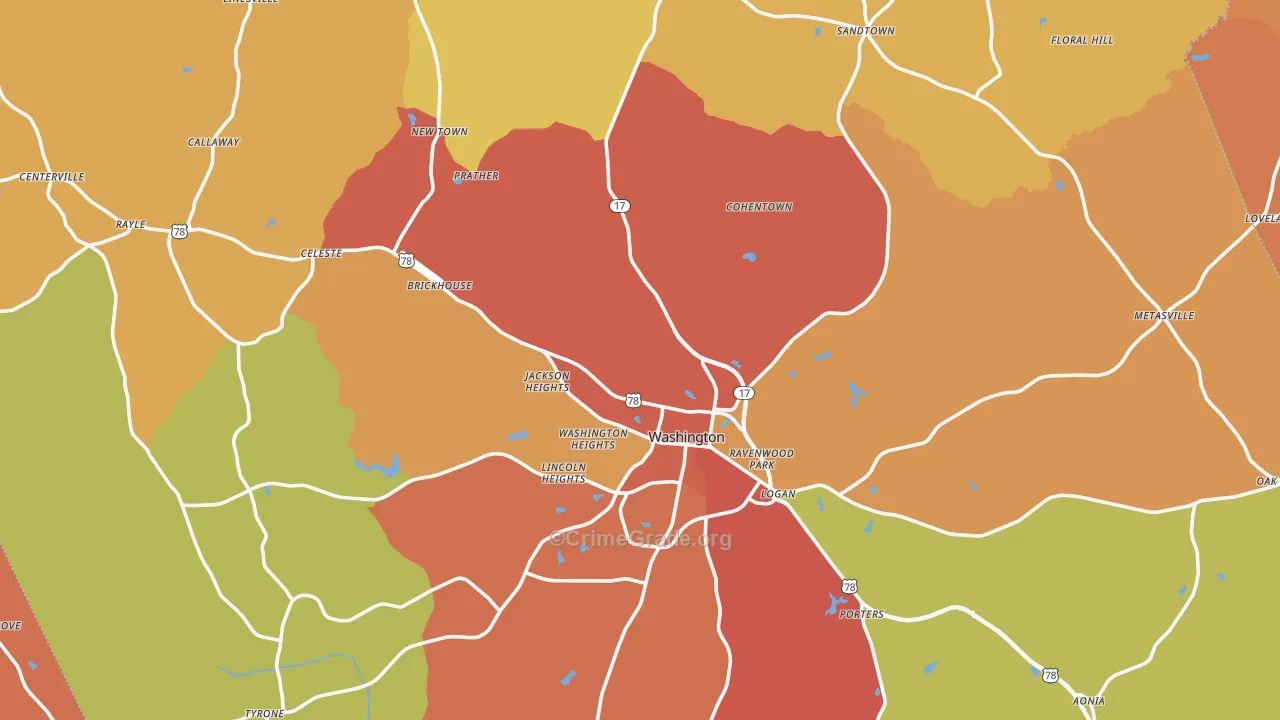 Wilkes County, GA Map of Theft Rates