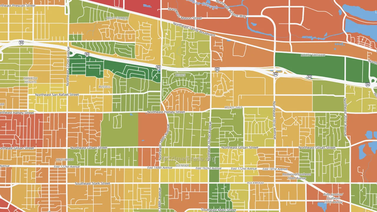 Wilkes, Portland, OR Map of Theft Rates