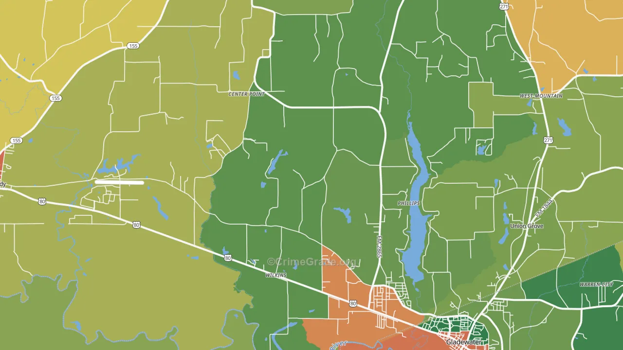 Wilkins, TX Map of Theft Rates