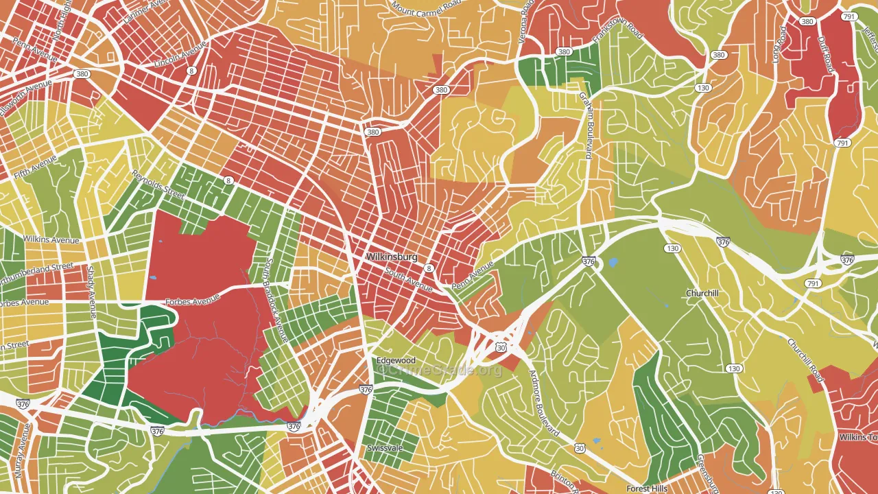 Wilkinsburg, PA Map of Theft Rates