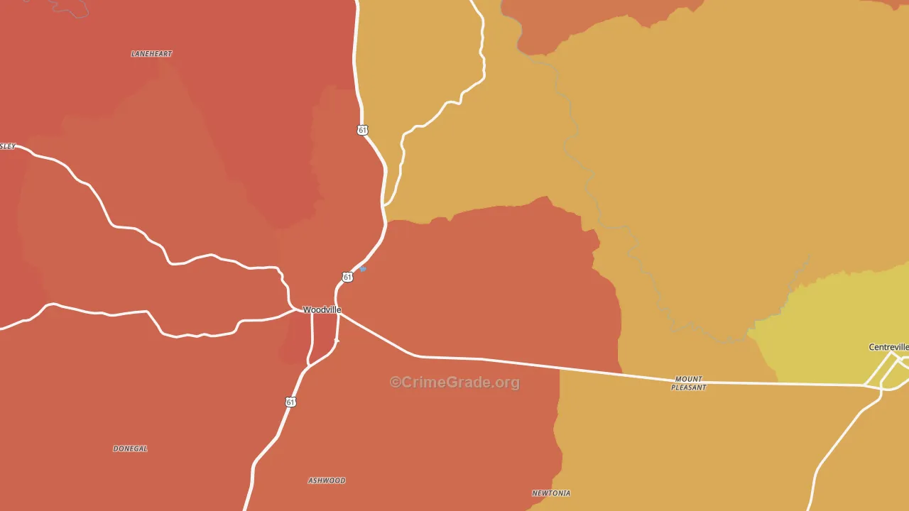 Wilkinson County, MS Map of Theft Rates