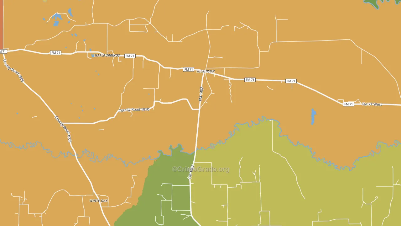 Wilkinson, TX Map of Theft Rates