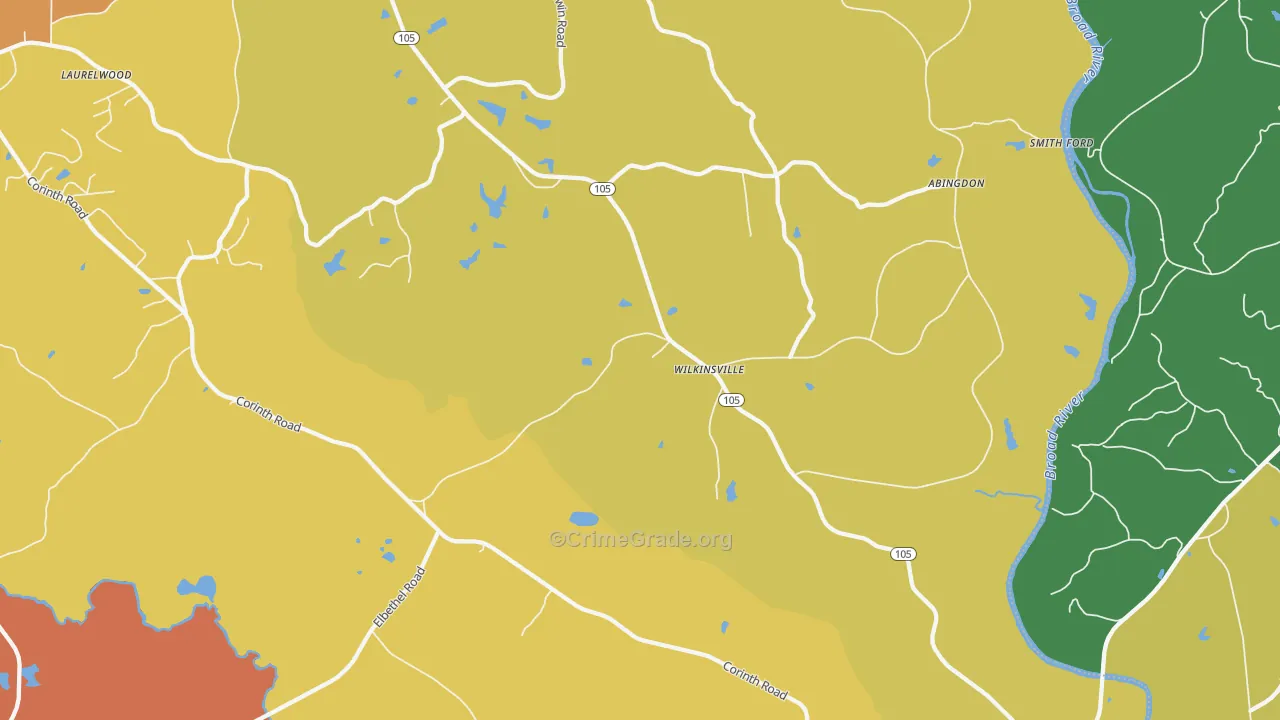 Wilkinsville, SC Map of Theft Rates