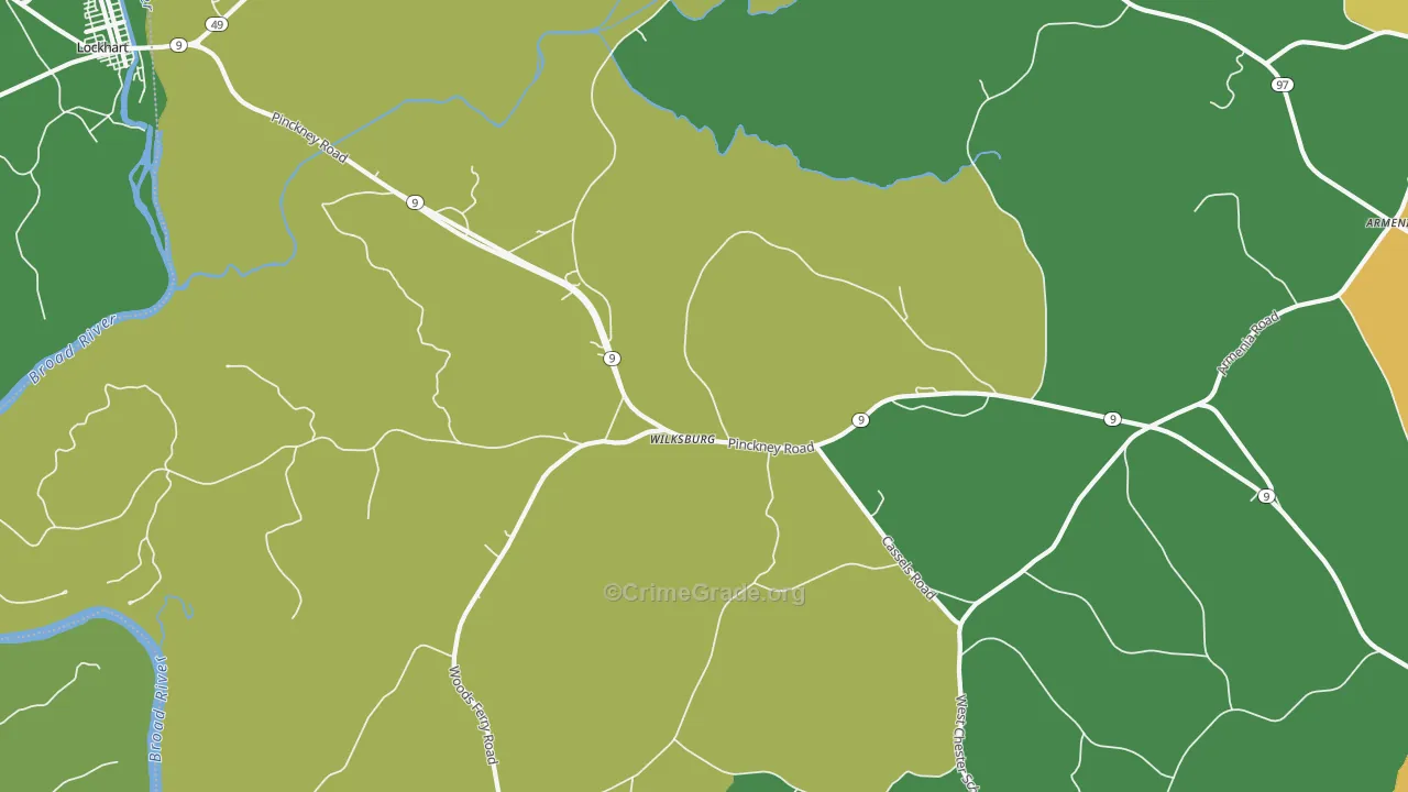 Wilksburg, SC Map of Theft Rates