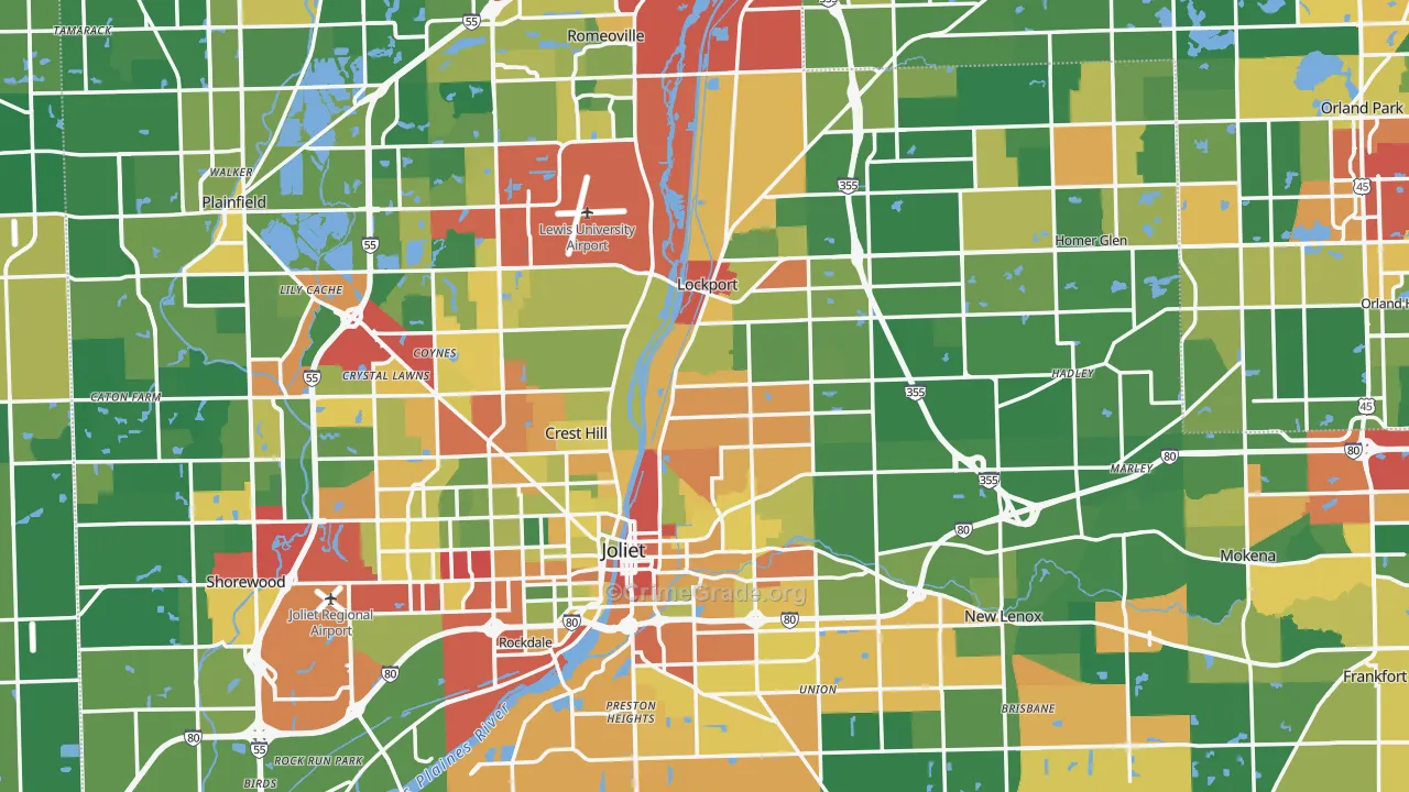 Will County, IL Map of Theft Rates