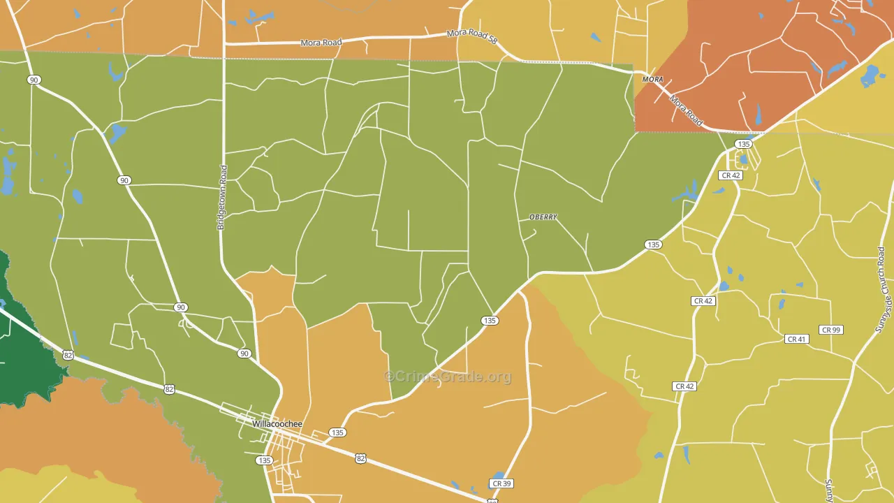 Willacoochee, GA Map of Theft Rates