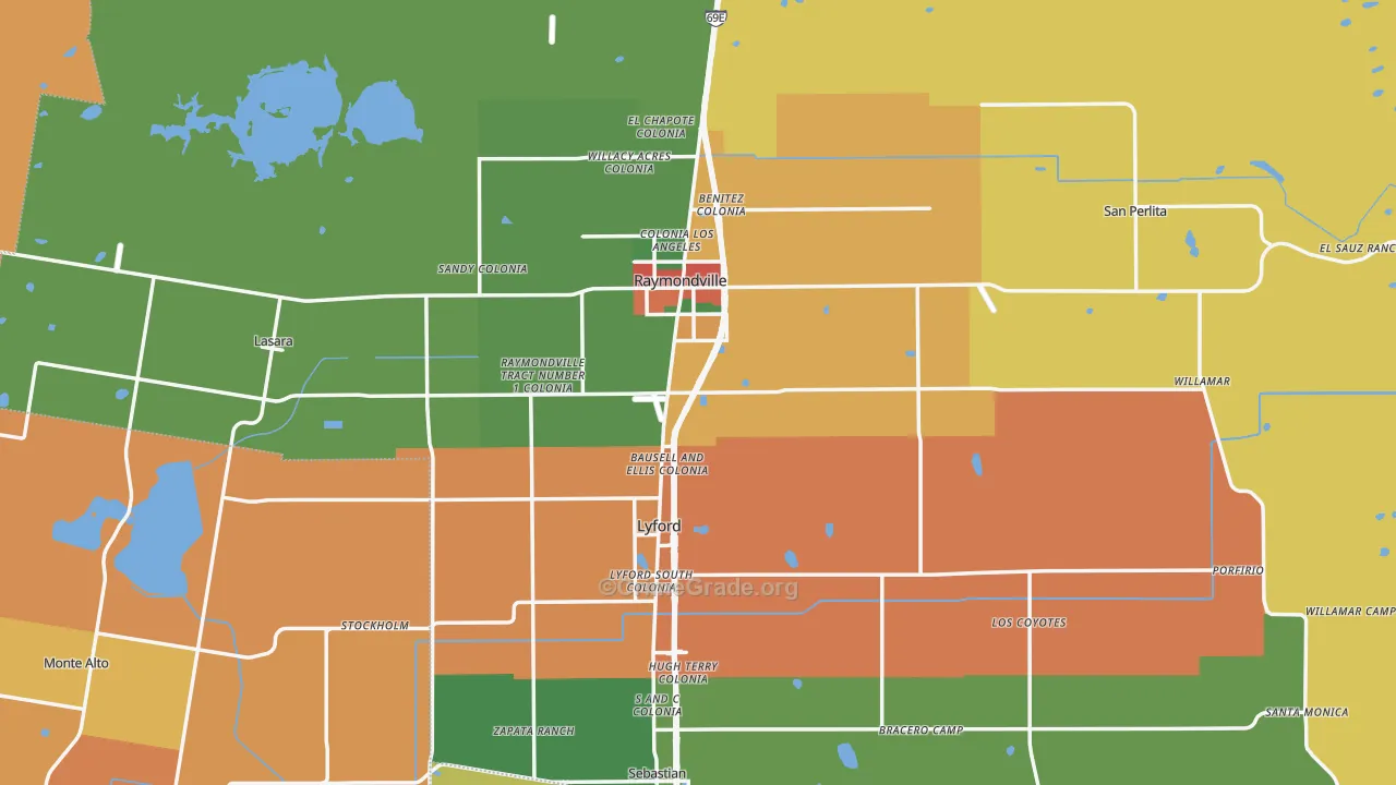 Willacy County, TX Map of Theft Rates
