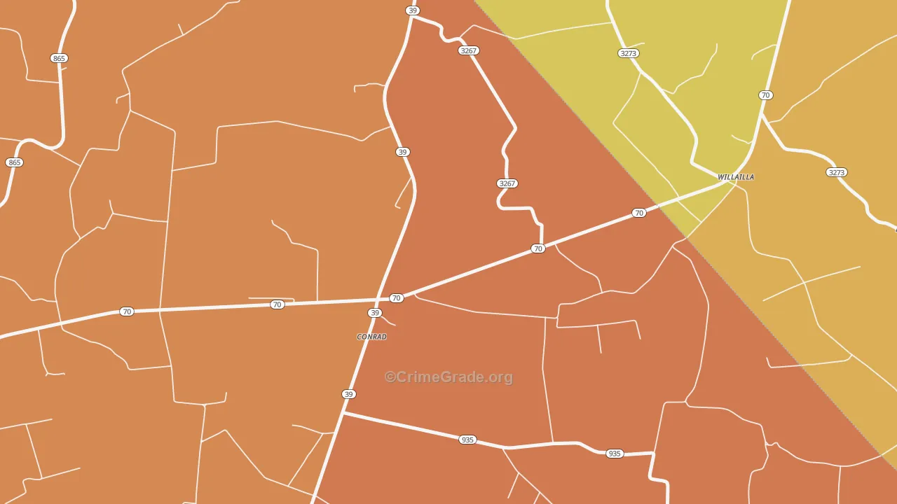 Willailla, KY Map of Theft Rates