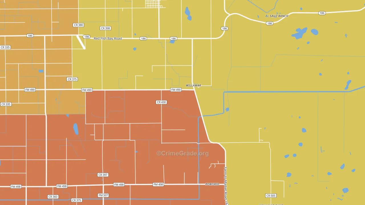 Willamar, TX Map of Theft Rates
