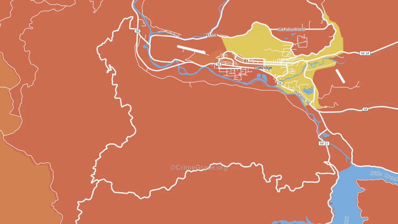 Willamette City, OR Map of Theft Rates