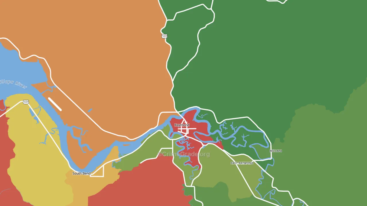 Willapa, WA Map of Theft Rates