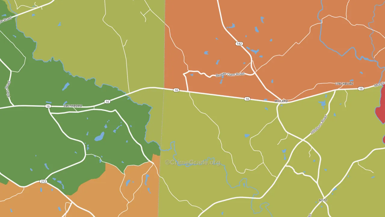 Willard, GA Map of Theft Rates