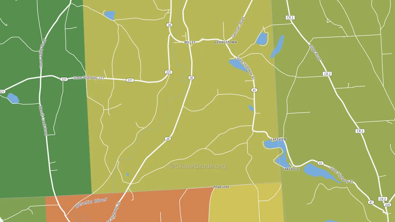 Willet, NY Map of Theft Rates