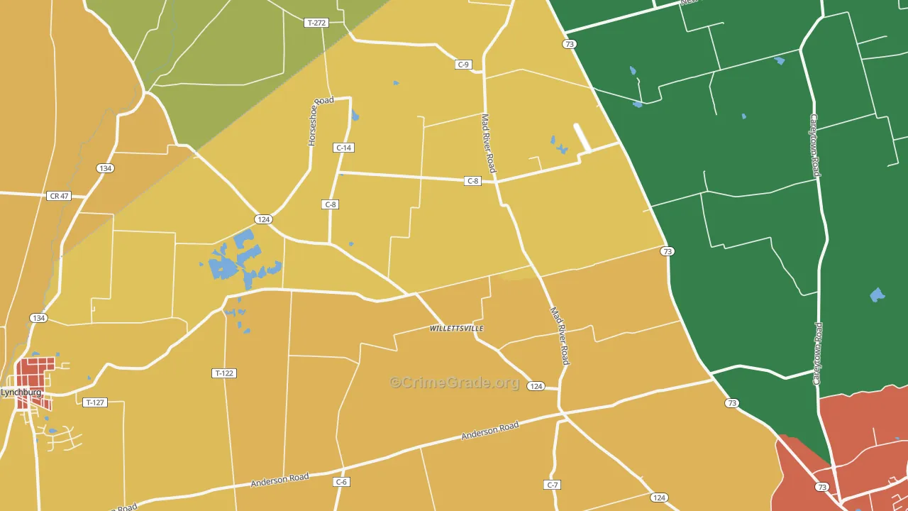 Willettsville, OH Map of Theft Rates
