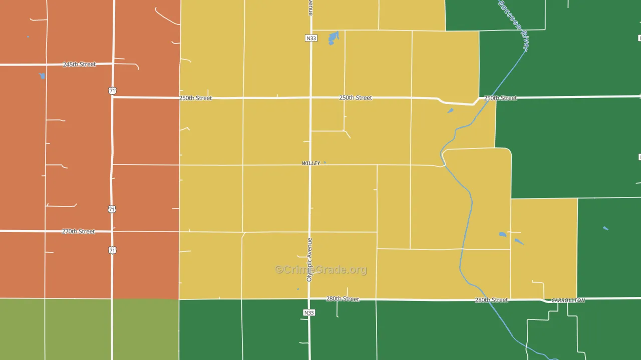 Willey, IA Map of Theft Rates