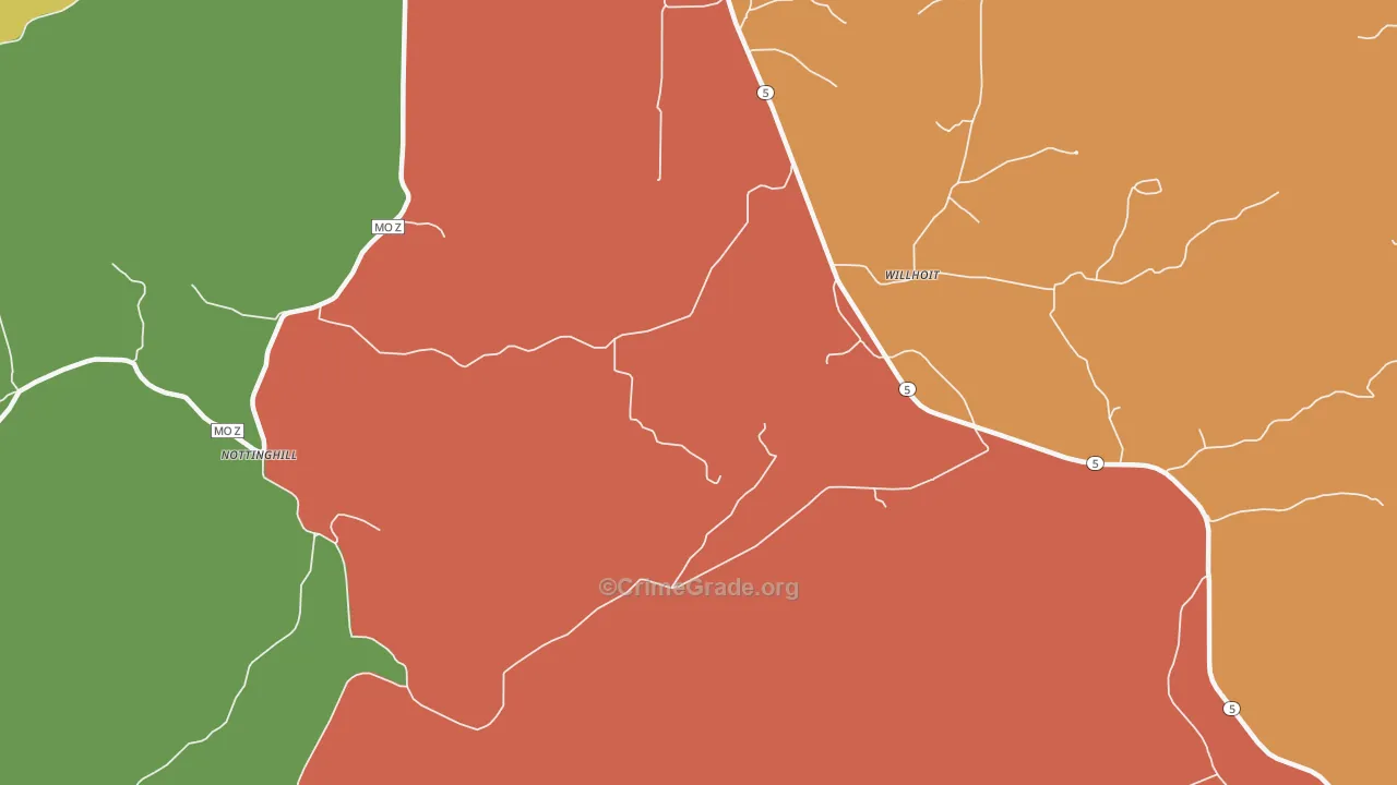 Willhoit, MO Map of Theft Rates