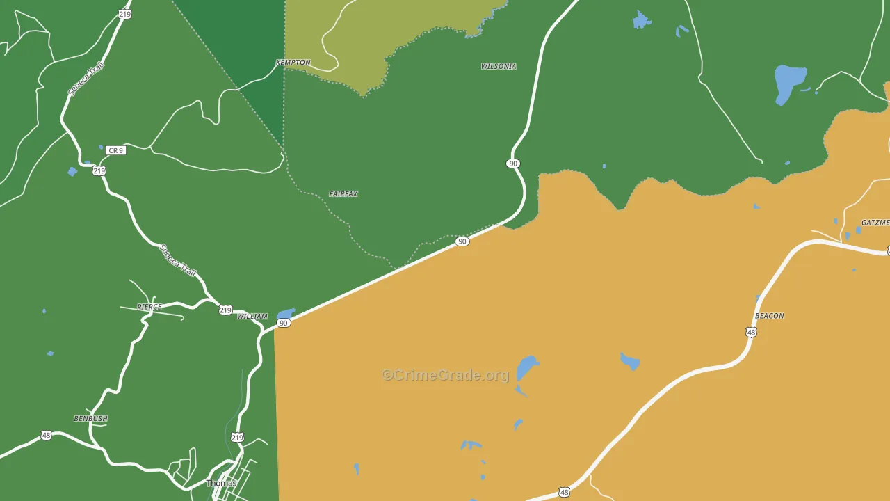 William, WV Map of Theft Rates