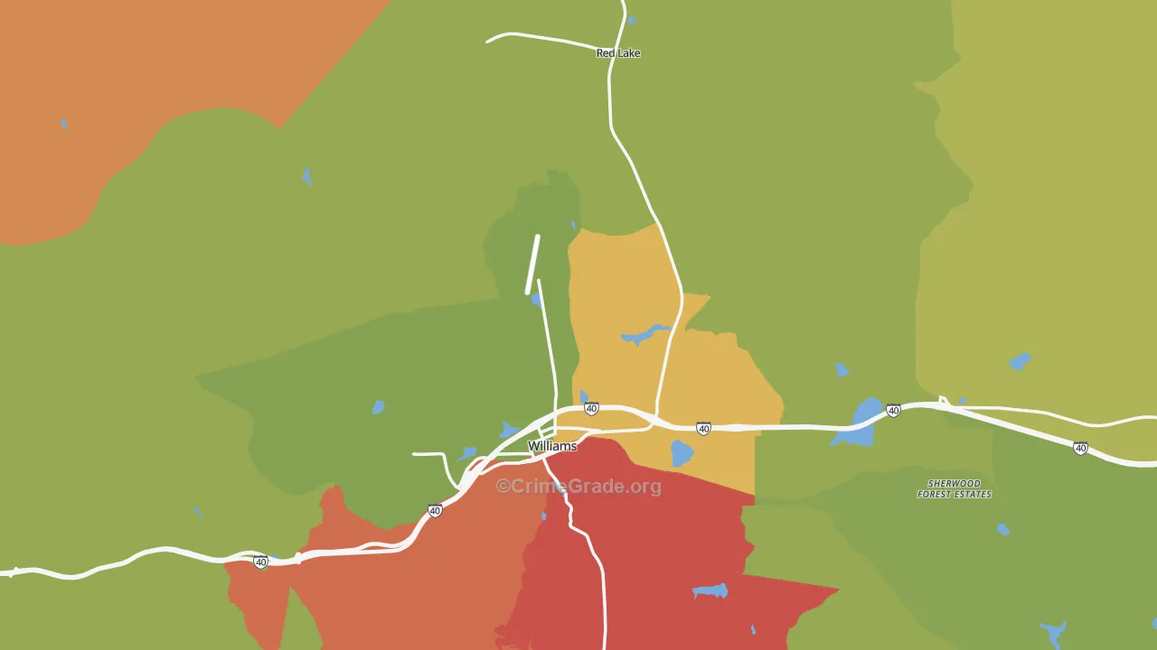 Williams, AZ Map of Theft Rates