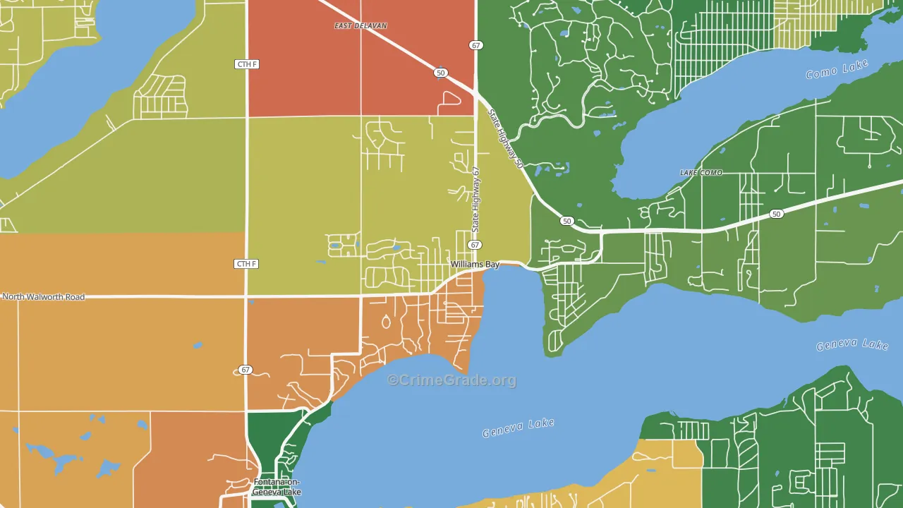 Williams Bay, WI Map of Theft Rates