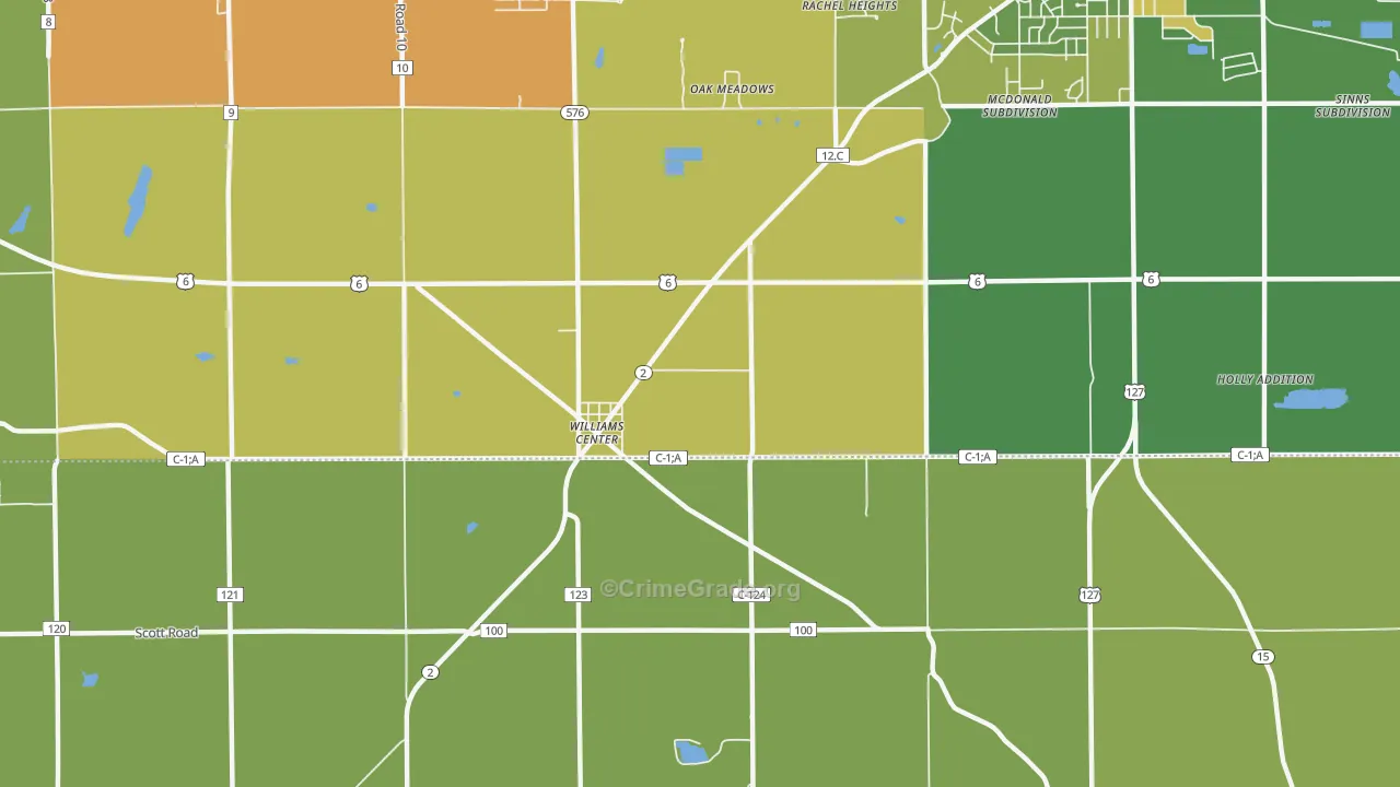 Williams Center, OH Map of Theft Rates
