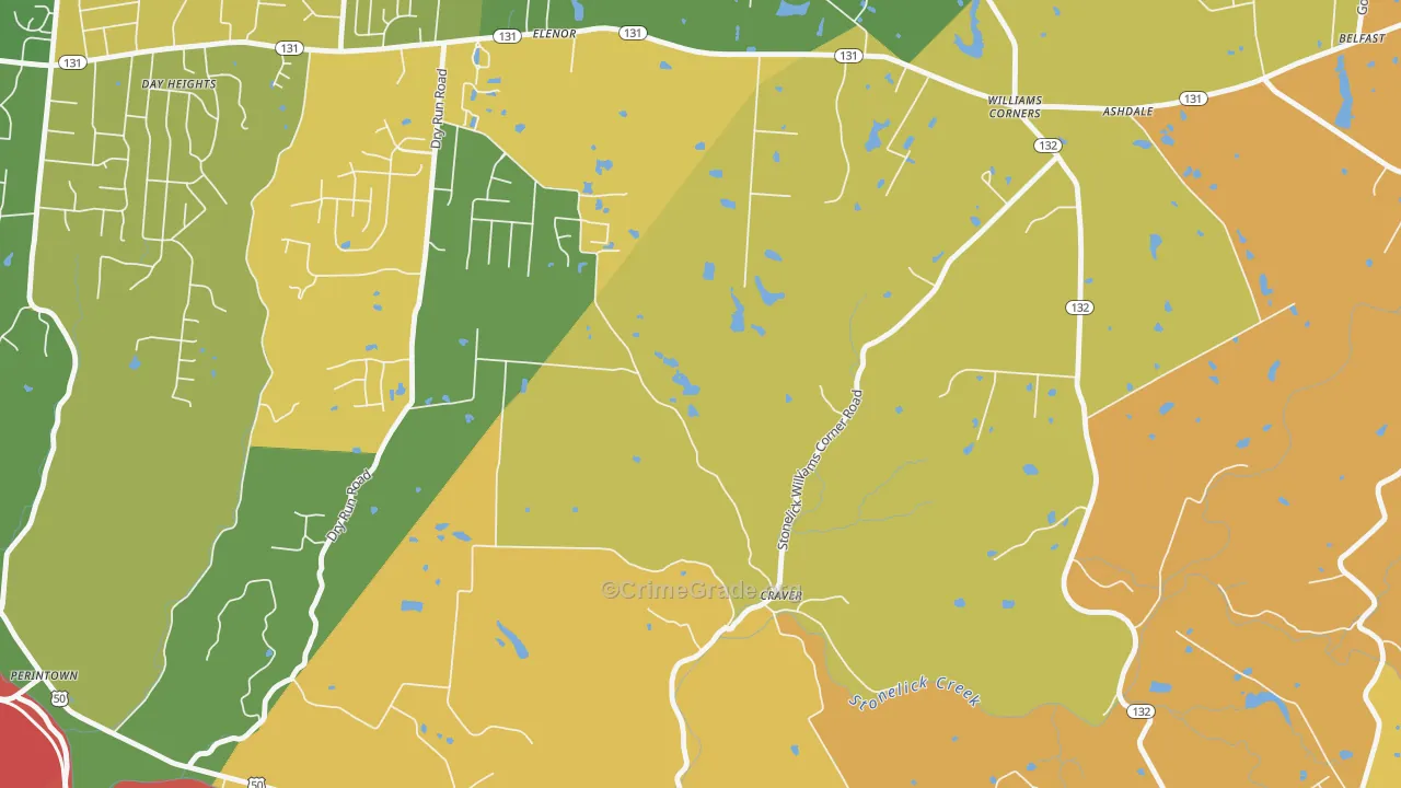 Williams Corner, OH Map of Theft Rates