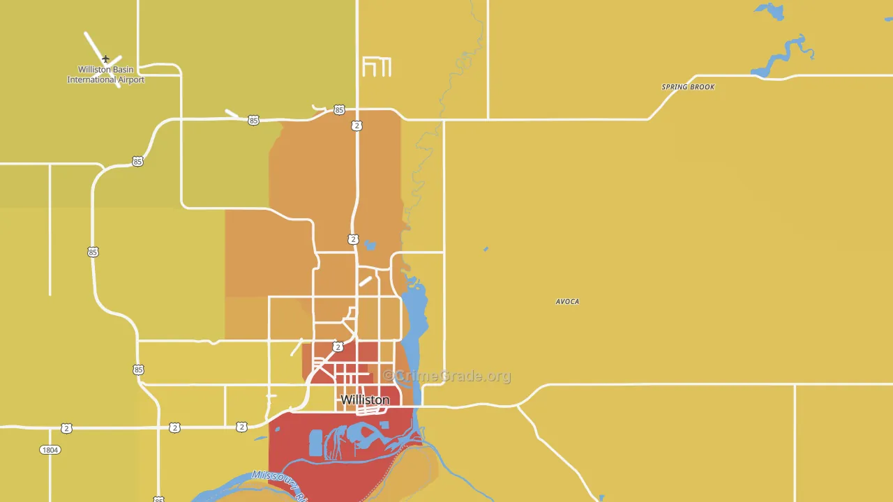 Williams County, ND Map of Theft Rates