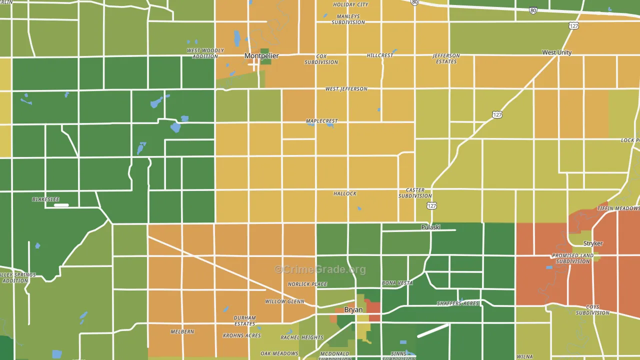 Williams County, OH Map of Theft Rates