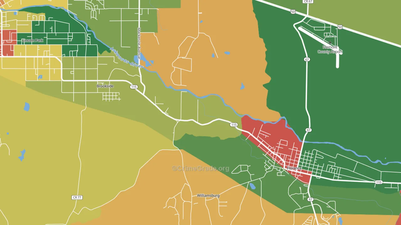 Williamsburg, CO Map of Theft Rates