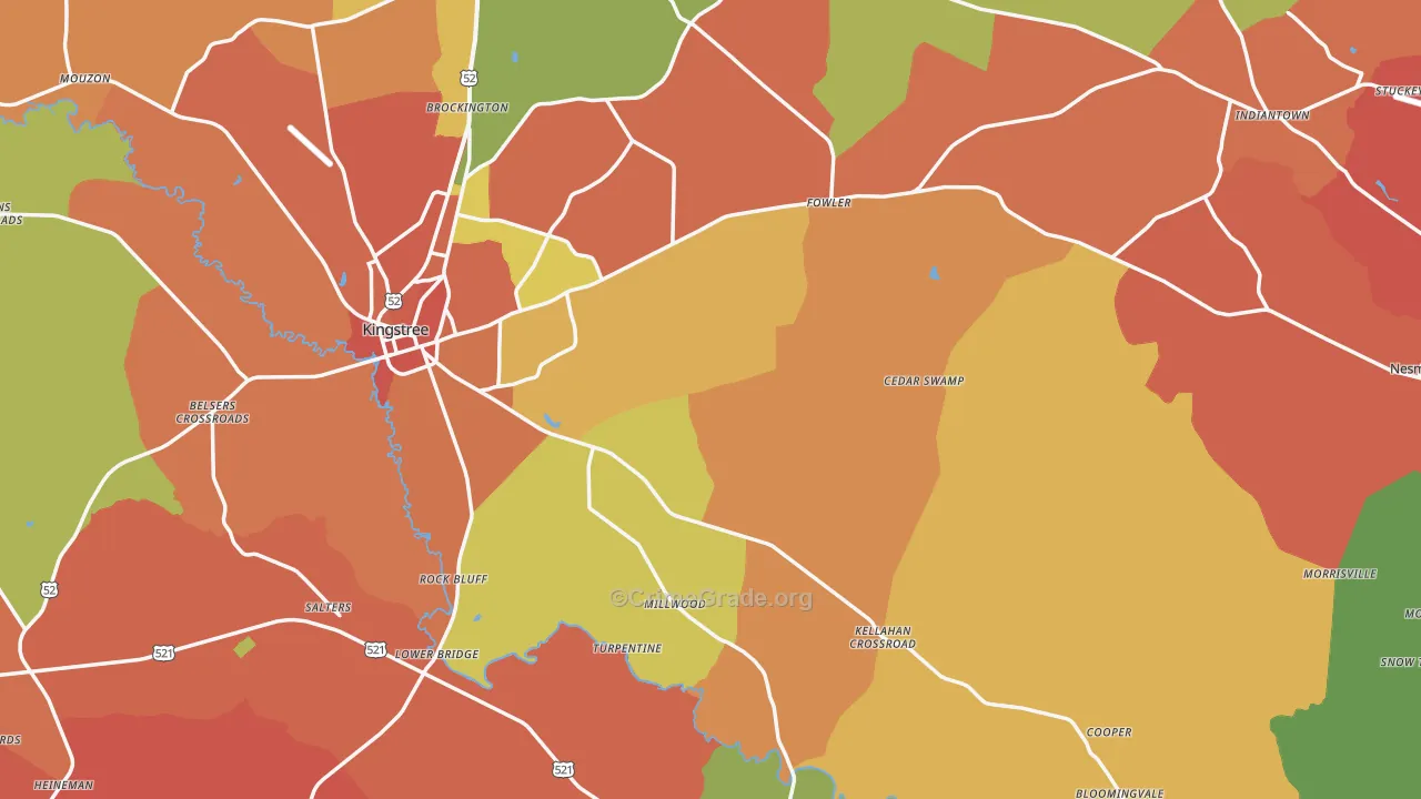 Williamsburg County, SC Map of Theft Rates