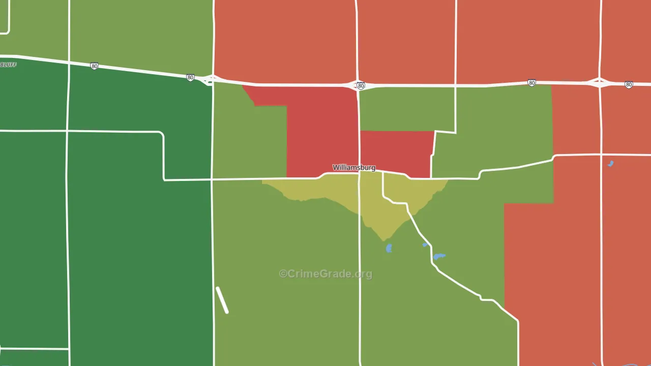 Williamsburg, IA Map of Theft Rates