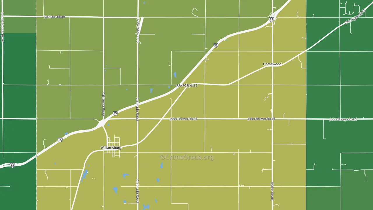 Williamsburg, KS Map of Theft Rates