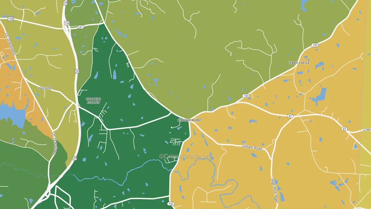 Williamsburg, NC Map of Theft Rates