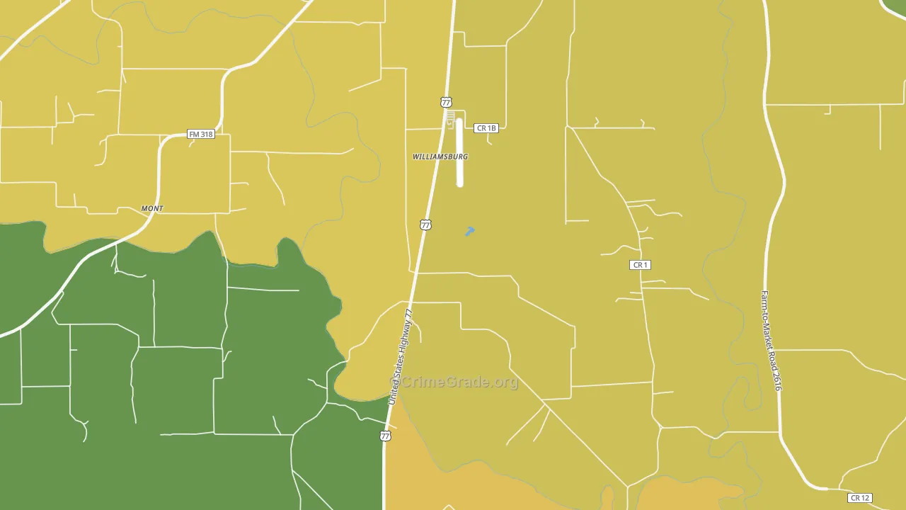 Williamsburg, TX Map of Theft Rates