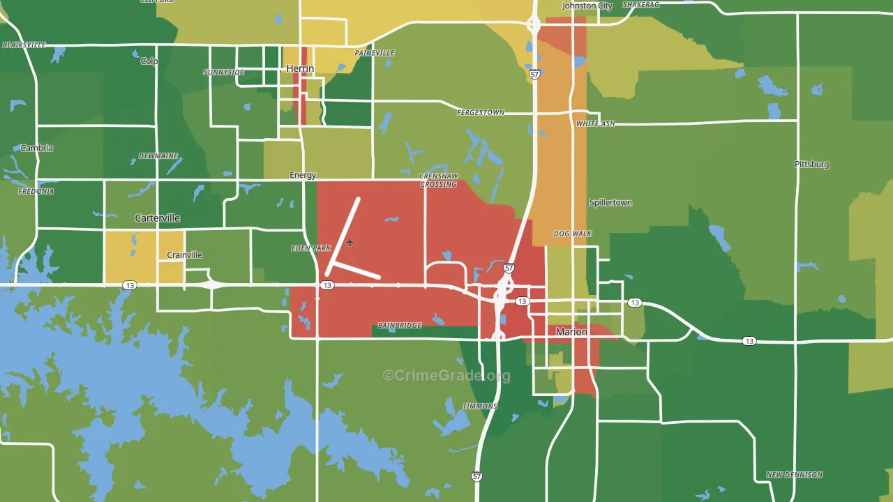 Williamson County, IL Map of Theft Rates